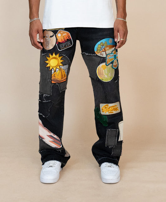 Men Patchwork Jeans