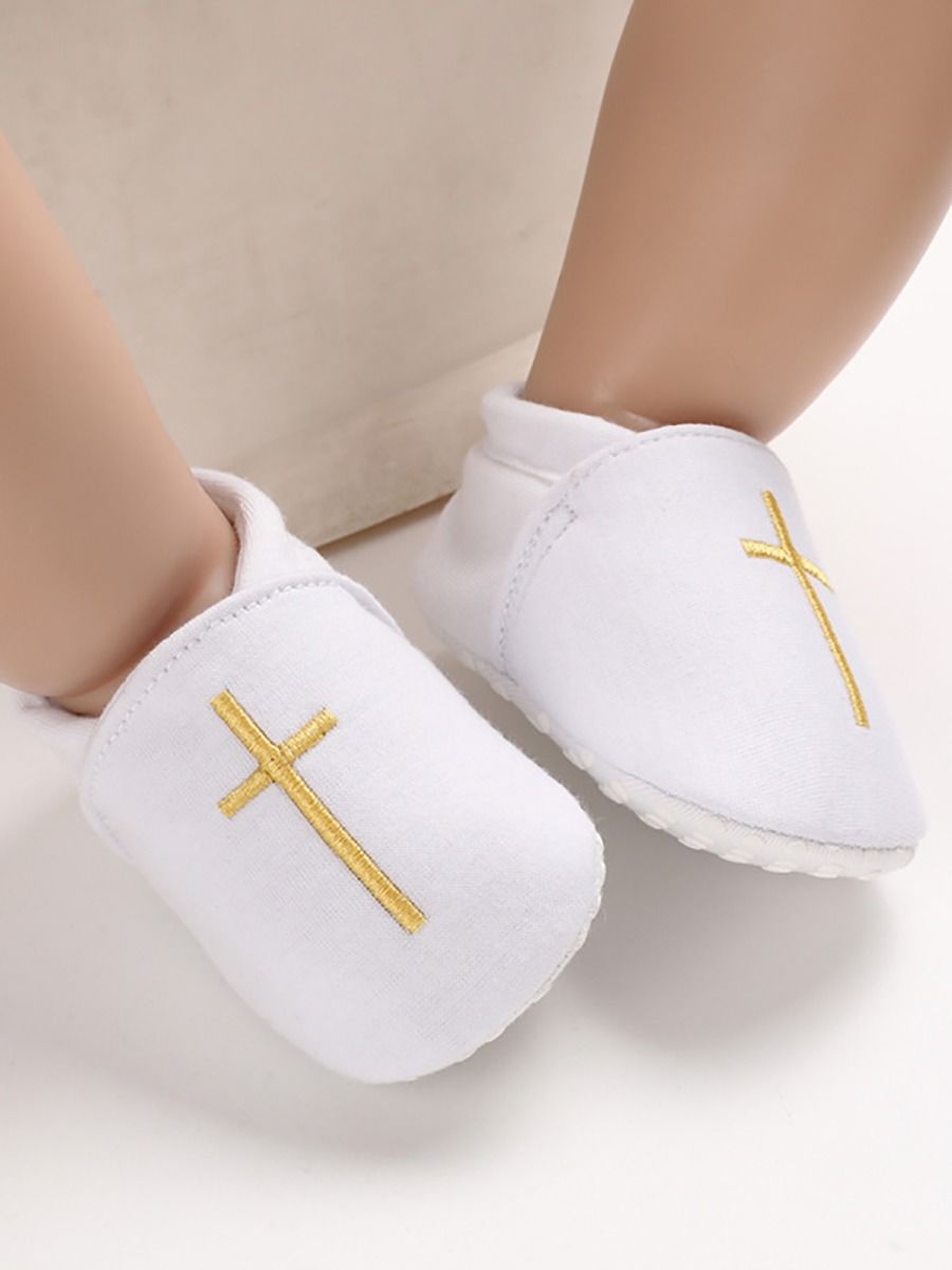 Cross Pattern Baby Christening Shoes - bounti4lme