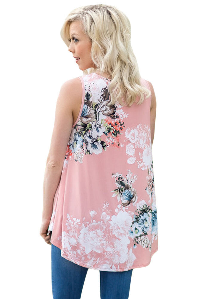 Floral Print High Neck Tank Top - bounti4lme