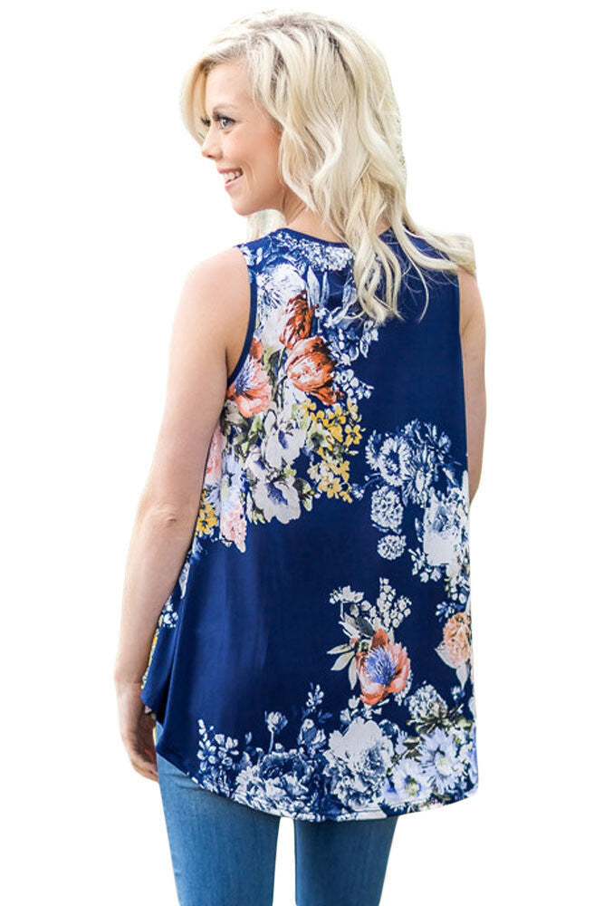 Floral Print High Neck Tank Top - bounti4lme