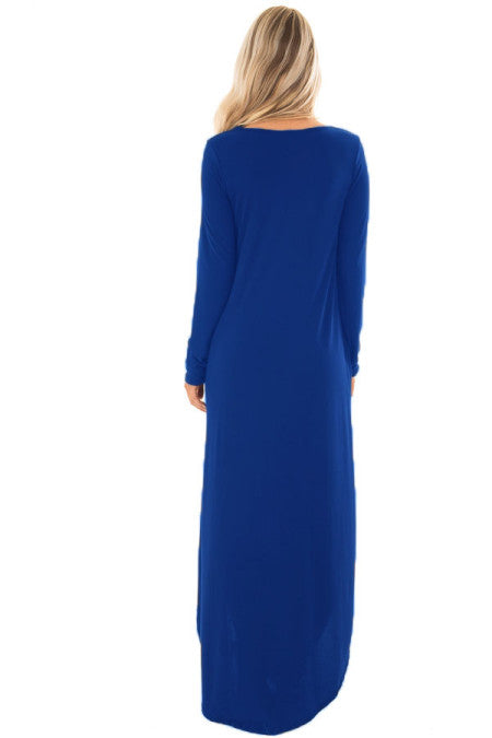 Blue Y Strap Neckline Maxi Dress - bounti4lme