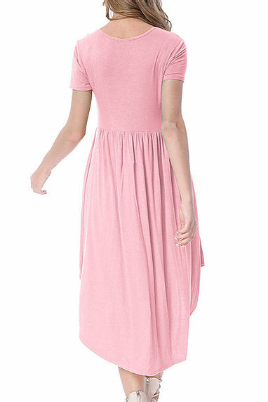 Solid High Low Swing Dress - bounti4lme
