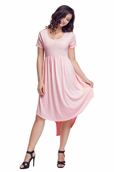 Solid High Low Swing Dress - bounti4lme