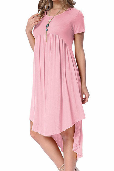 Solid High Low Swing Dress - bounti4lme