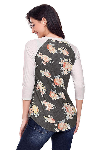 Floral Raglan Sleeve Top - bounti4lme