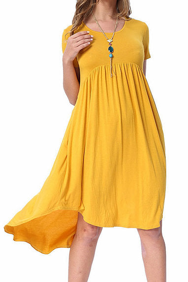 Solid High Low Swing Dress - bounti4lme