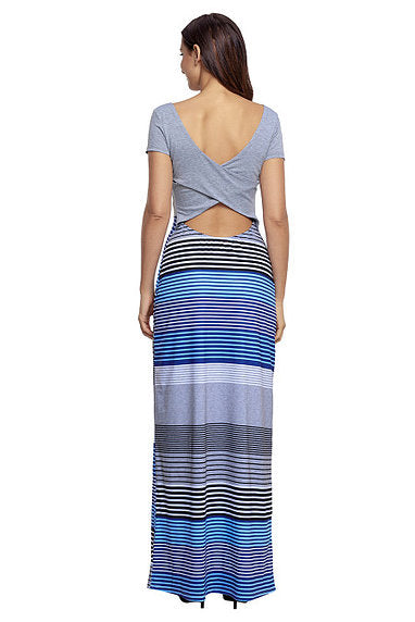 Crisscross Striped Maxi Dress - bounti4lme