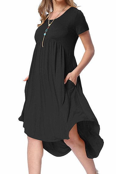 Solid High Low Swing Dress - bounti4lme