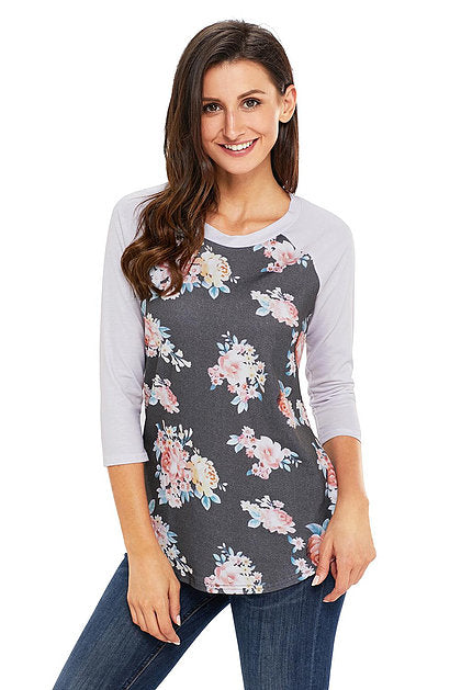 Floral Raglan Sleeve Top - bounti4lme