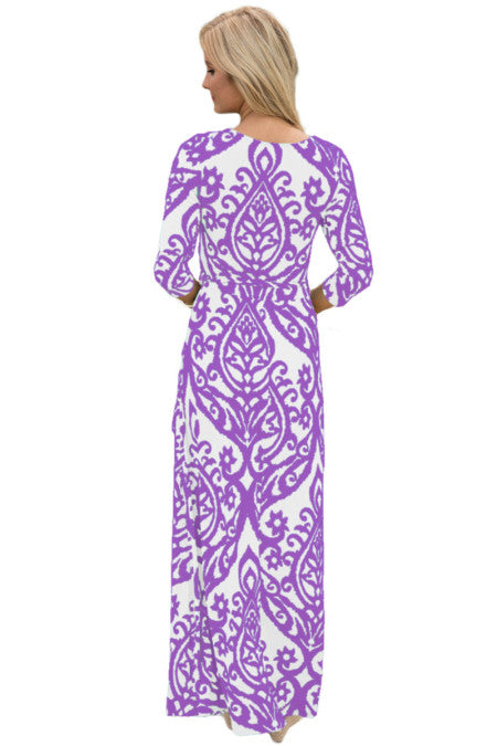 Purple Damask Maxi Dress - bounti4lme