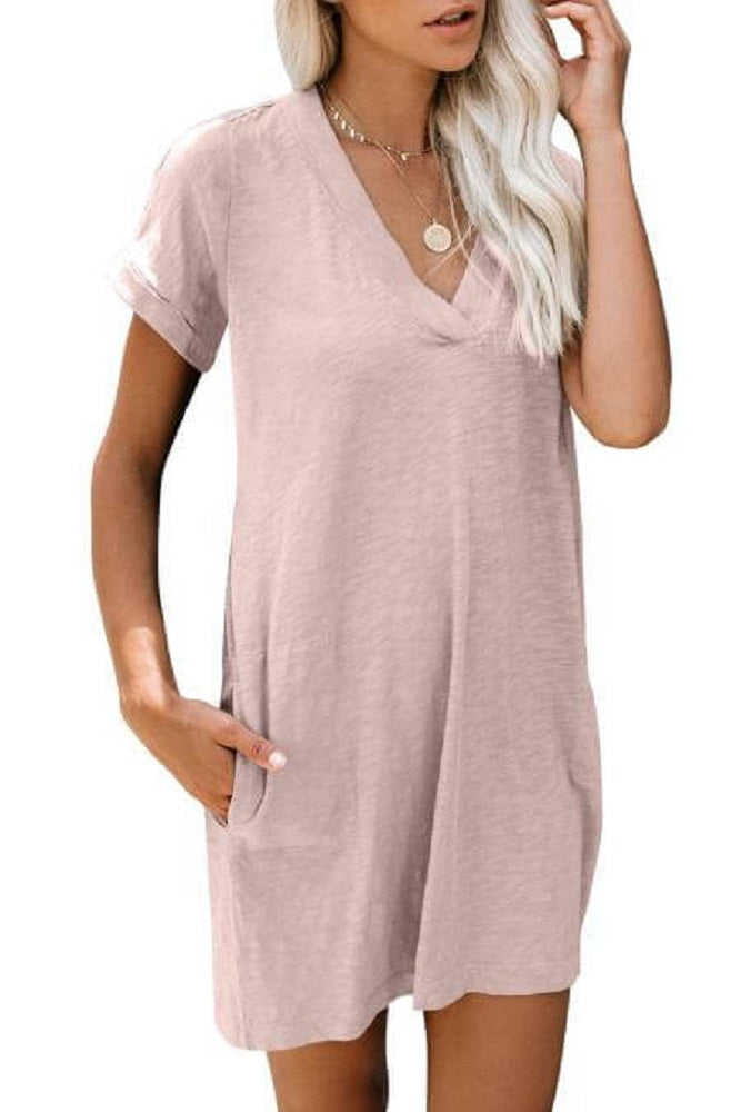 Came To Play Cotton Blend Pocketed T-Shirt Dress - bounti4lme