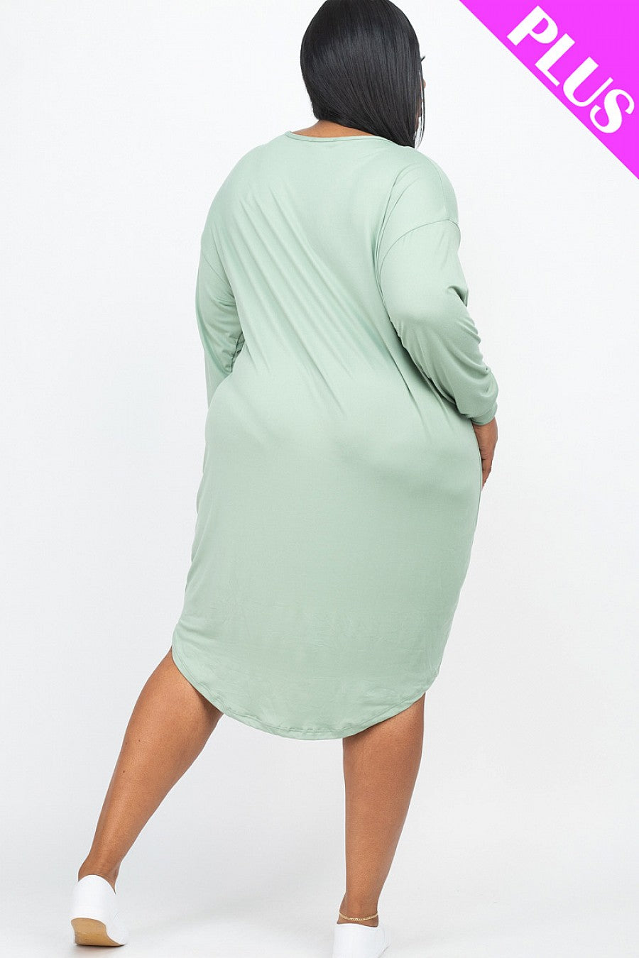 PLUS SIZE COZY HIGH LOW DRESS - bounti4lme