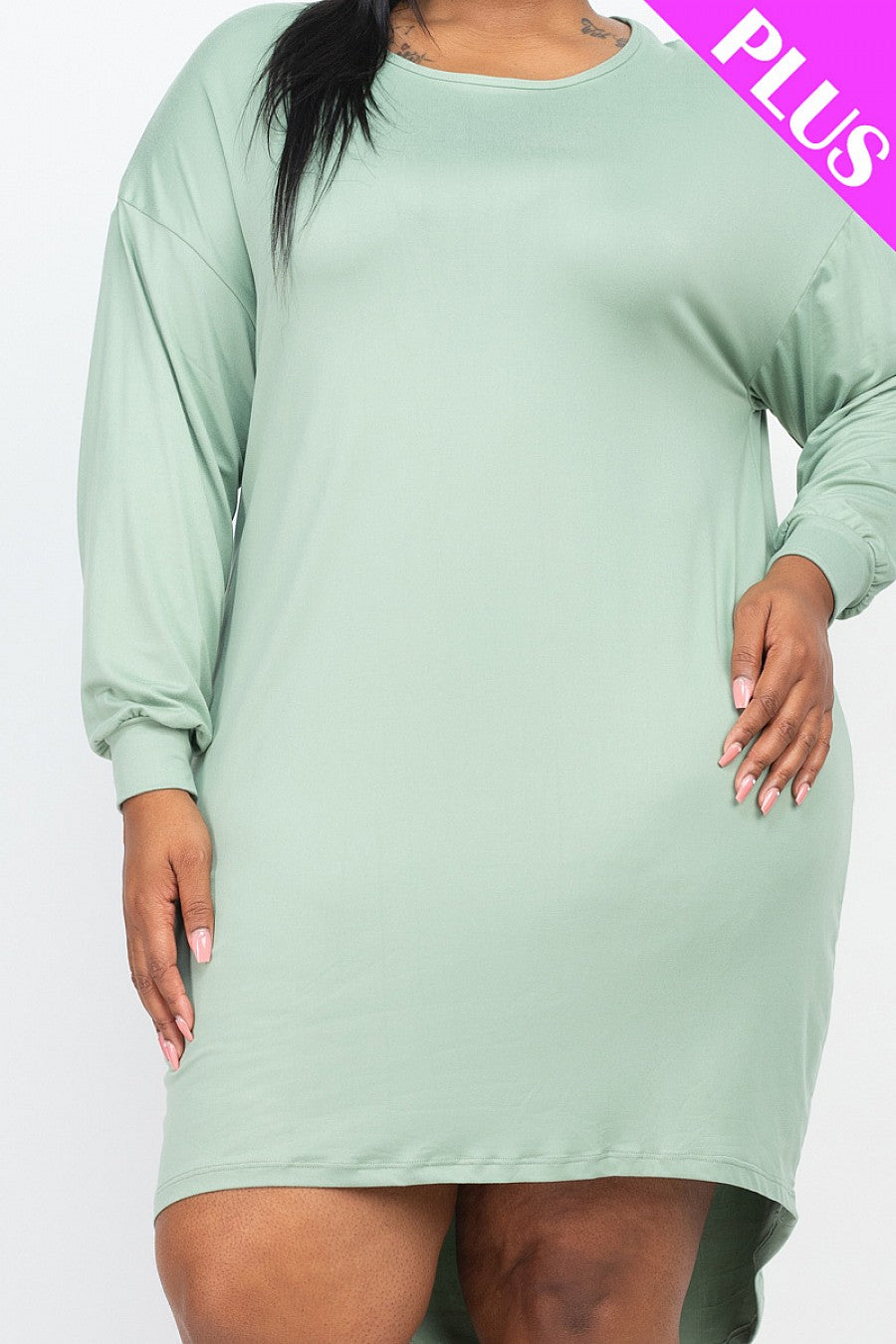 PLUS SIZE COZY HIGH LOW DRESS - bounti4lme