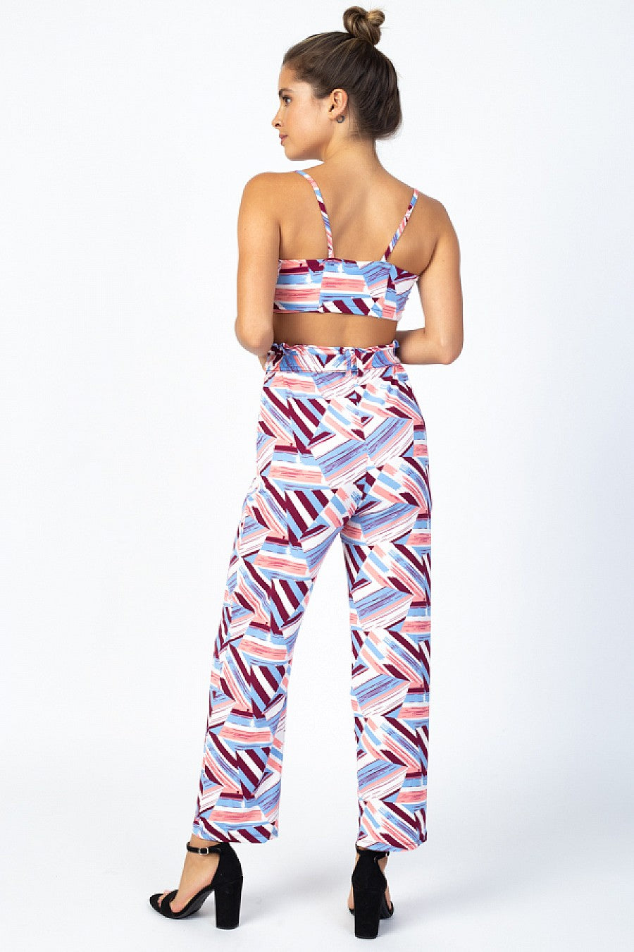 ABSTRACT FRONT TIE TOP & PANTS SET - bounti4lme