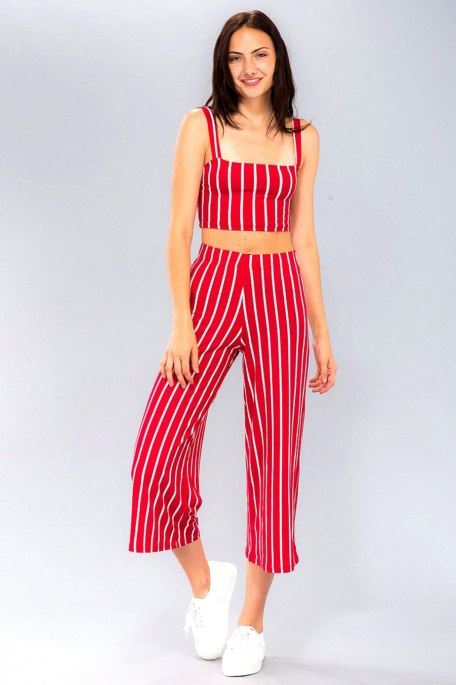 STRIPED CROP TOP & WIDE LEG PANTS SET - bounti4lme