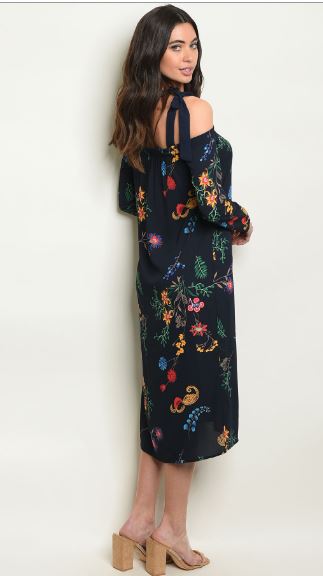 NAVY FLOWER PRINT DRESS - bounti4lme