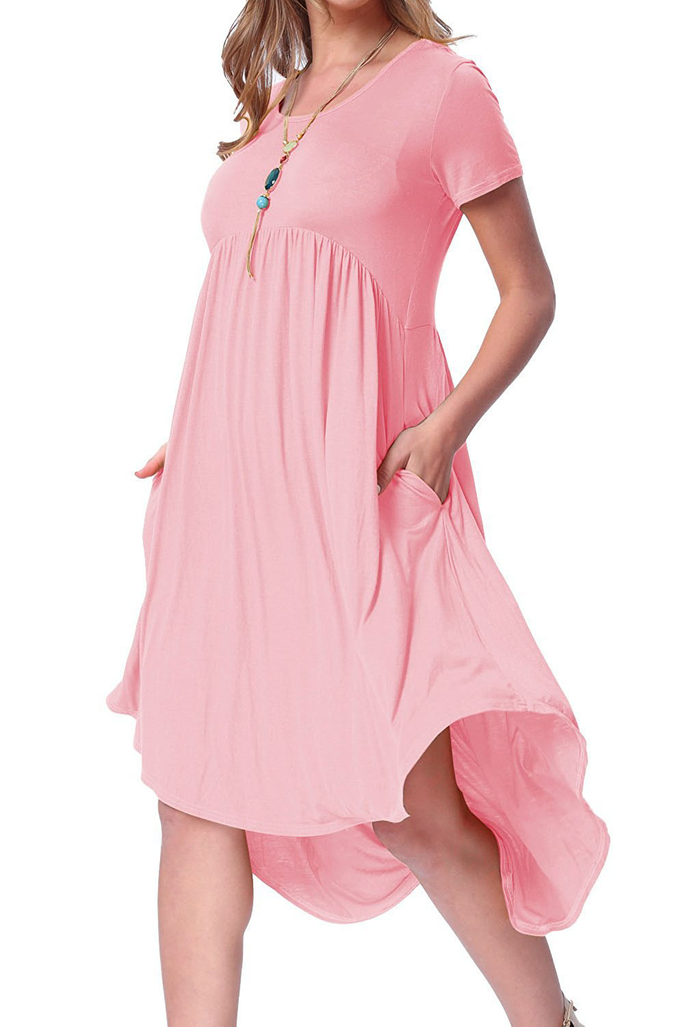 Solid High Low Swing Dress - bounti4lme