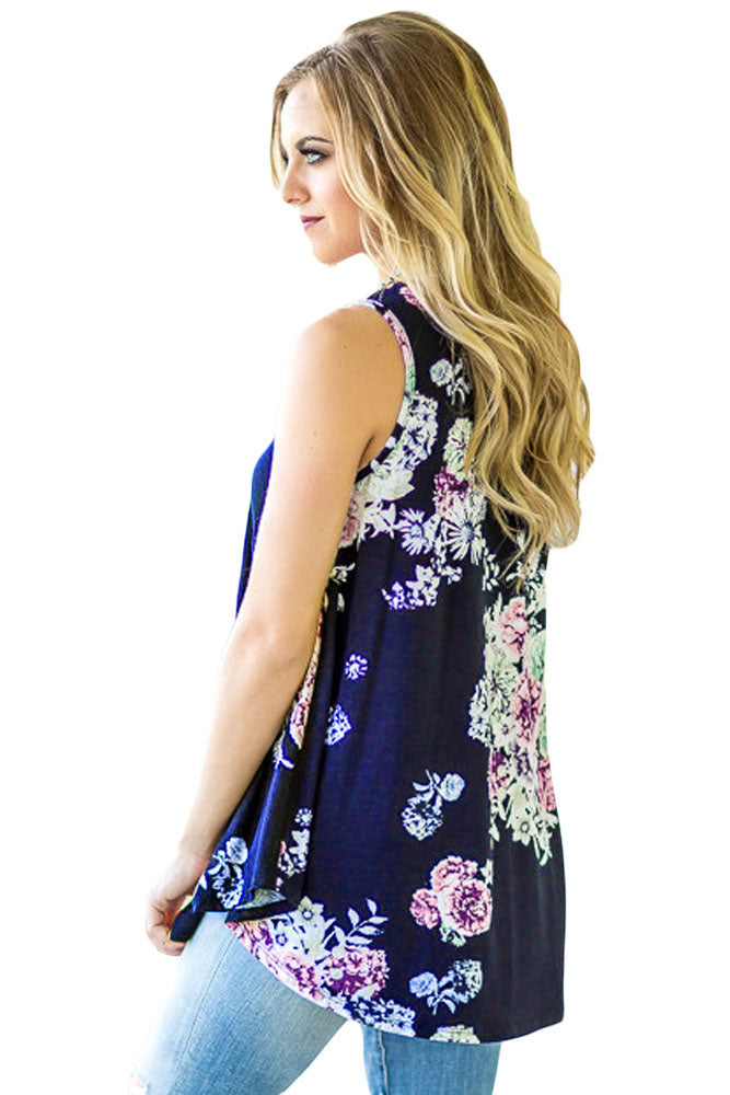 Floral Print High Neck Tank Top - bounti4lme