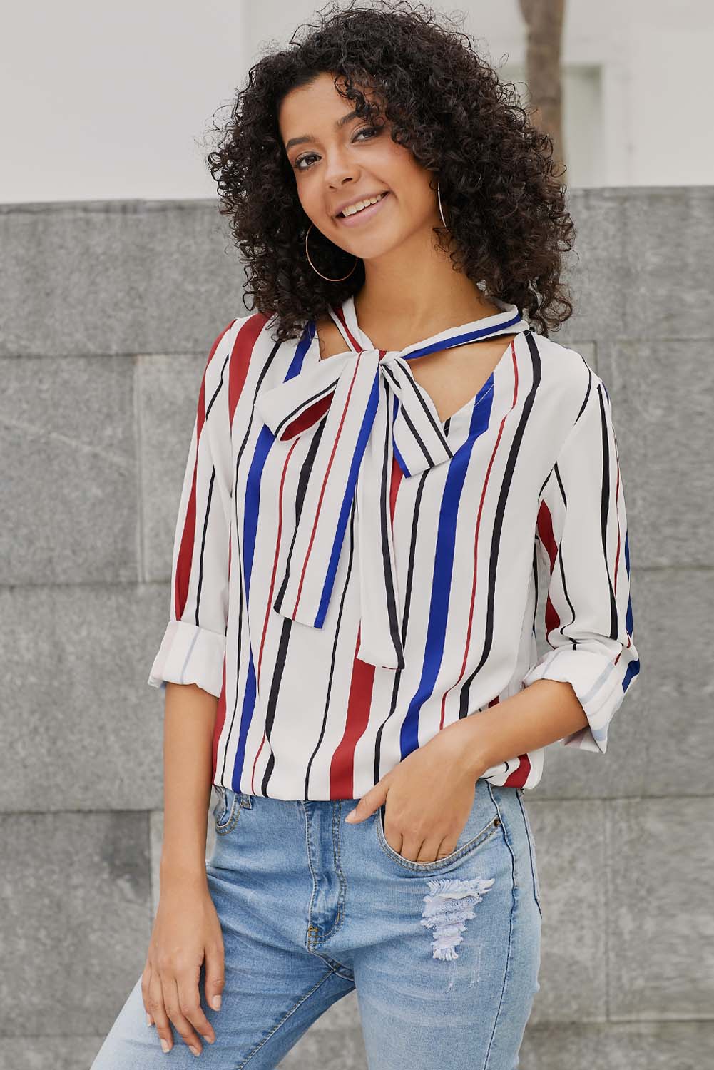 Striped Pussycat Bow Top - bounti4lme