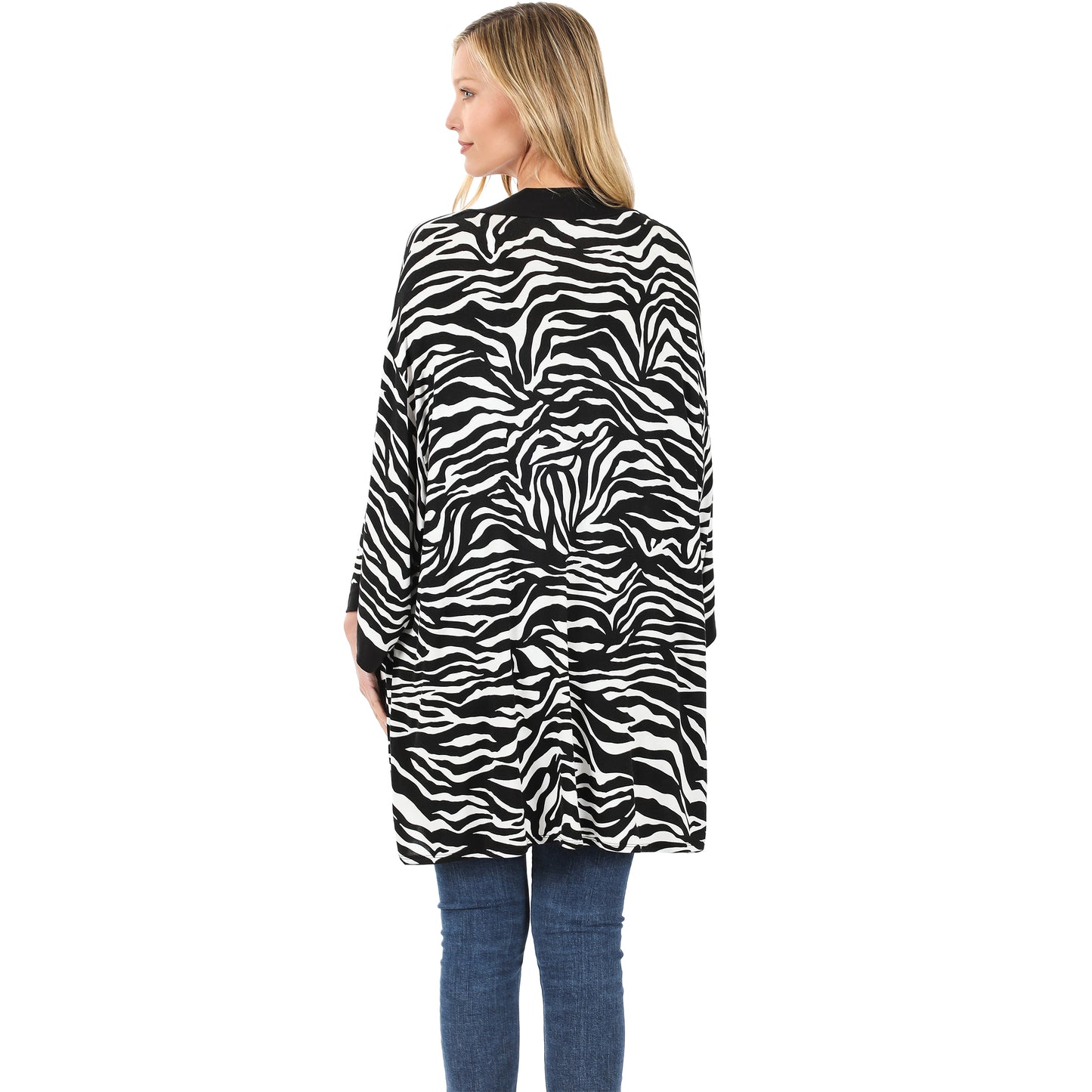 ZEBRA PRINT OPEN FRONT KIMONO CARDIGAN - bounti4lme