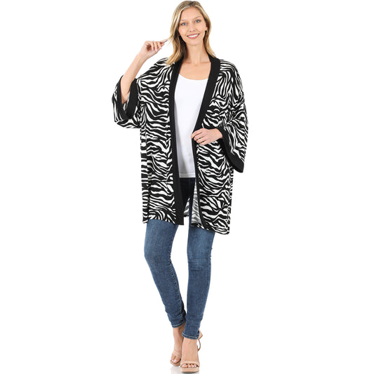 ZEBRA PRINT OPEN FRONT KIMONO CARDIGAN - bounti4lme