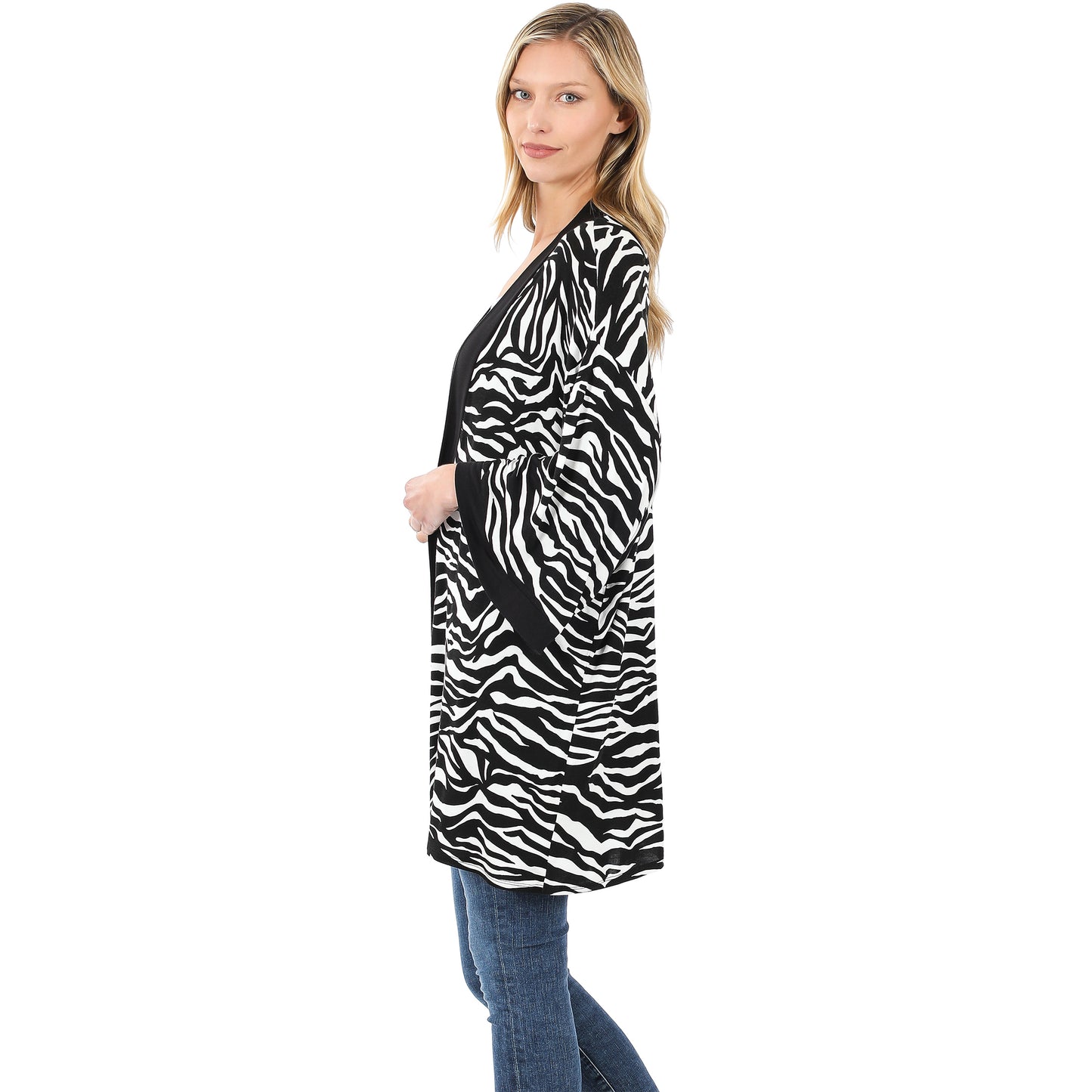 ZEBRA PRINT OPEN FRONT KIMONO CARDIGAN - bounti4lme