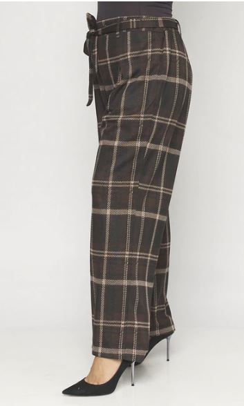 Black Brown Plaid Plus Size Pants - bounti4lme
