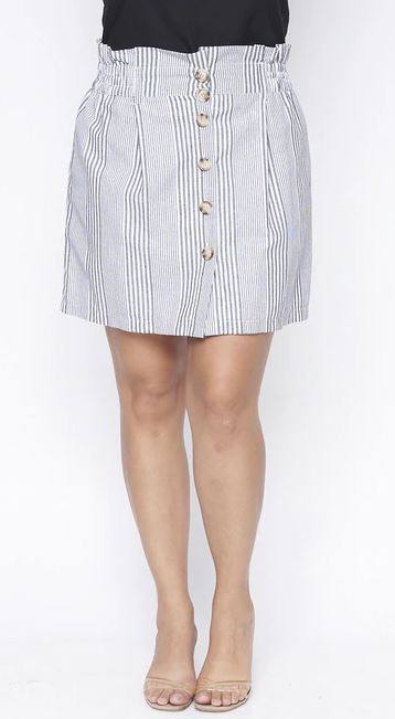 Striped Elastic Waist Plus Size Skirt - bounti4lme