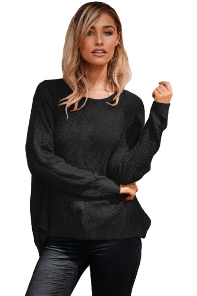Cable Patterned Thick Knit Sweater - bounti4lme