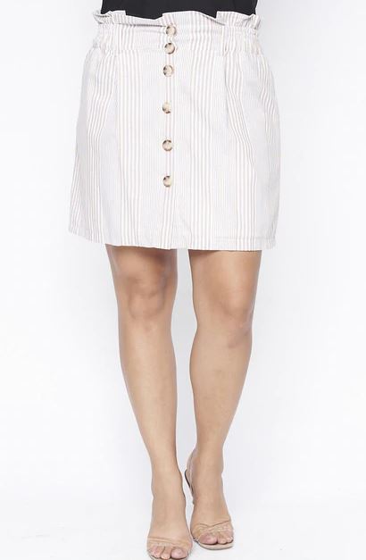 Striped Elastic Waist Plus Size Skirt - bounti4lme