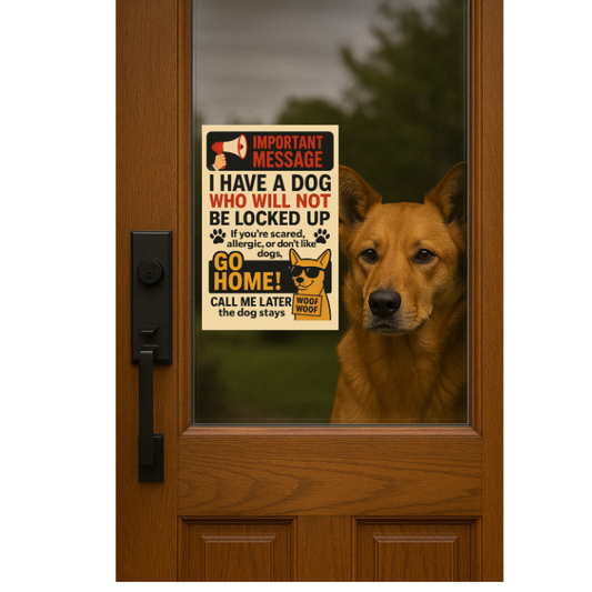 Funny “Dog Will Not Be Locked Up” Door Sign – Bold Pet Warning Printable, No Guest Doghouse Notice, Dog Lover Decor