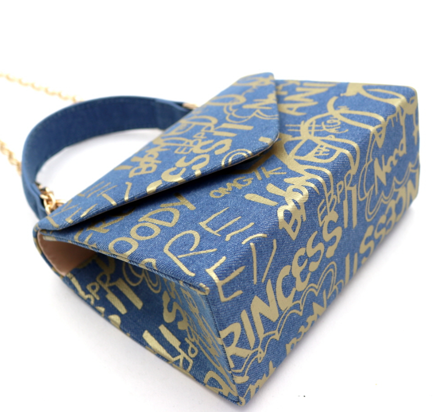 Denim Graffiti Satchel Cross Body