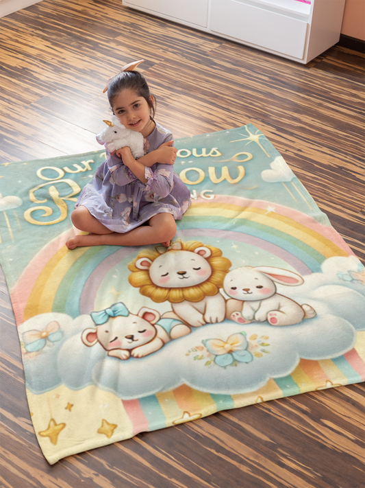 Rainbow Blessing Velveteen Plush Blanket