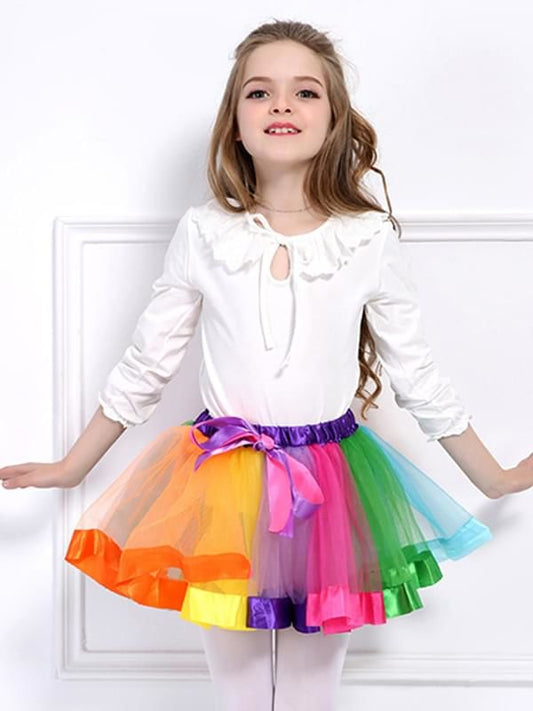 Colorful Rainbow Pattern Tulle Tutu Skirt - bounti4lme