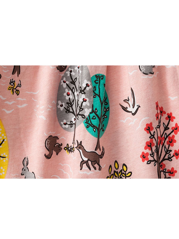 Forest Print Round Collar Girl's Dress - bounti4lme