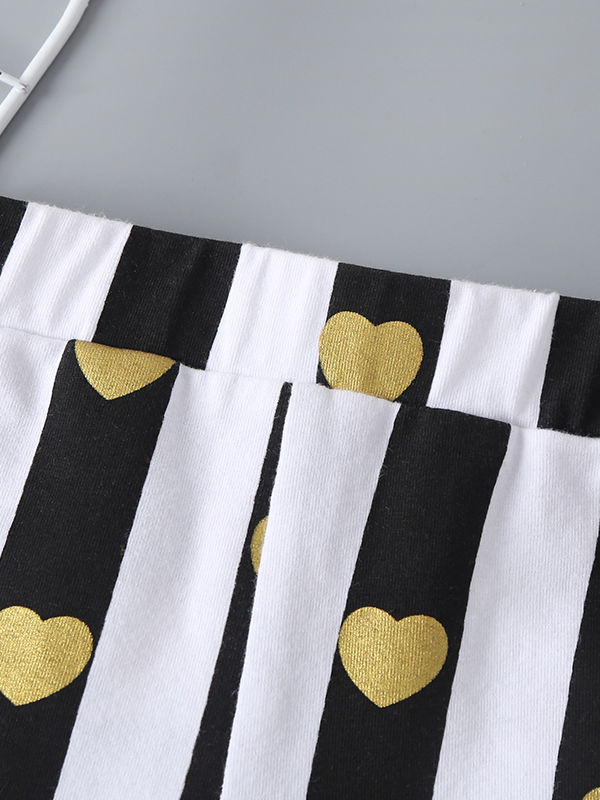 Striped Gold Heart Girl's Bell Bottoms - bounti4lme