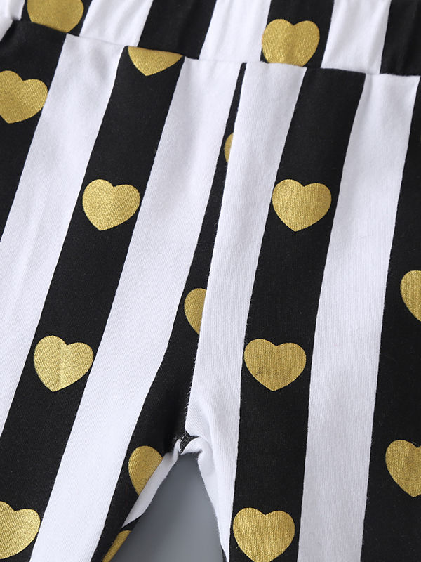 Striped Gold Heart Girl's Bell Bottoms - bounti4lme