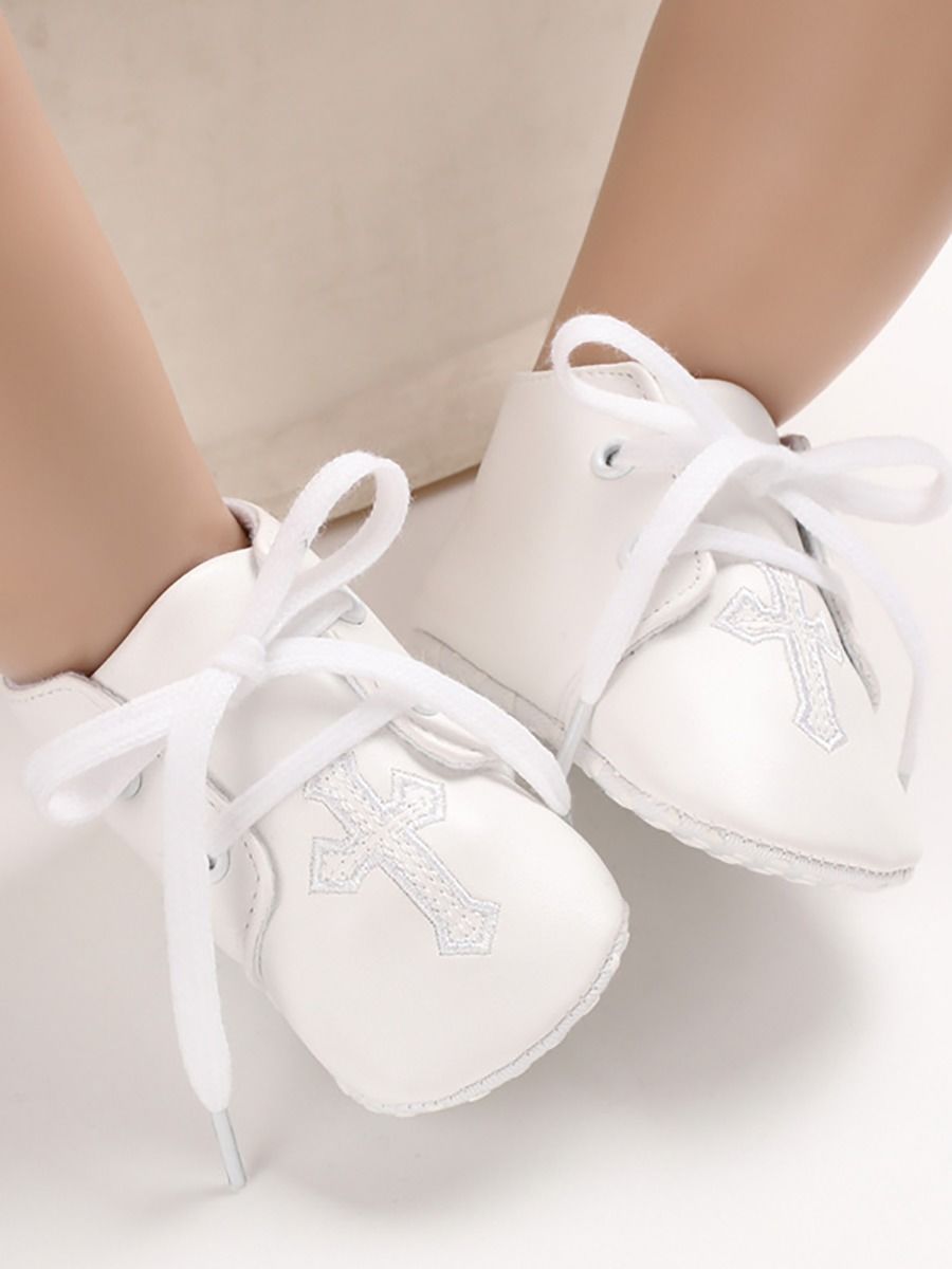 Cross Pattern Baby Christening Shoes - bounti4lme