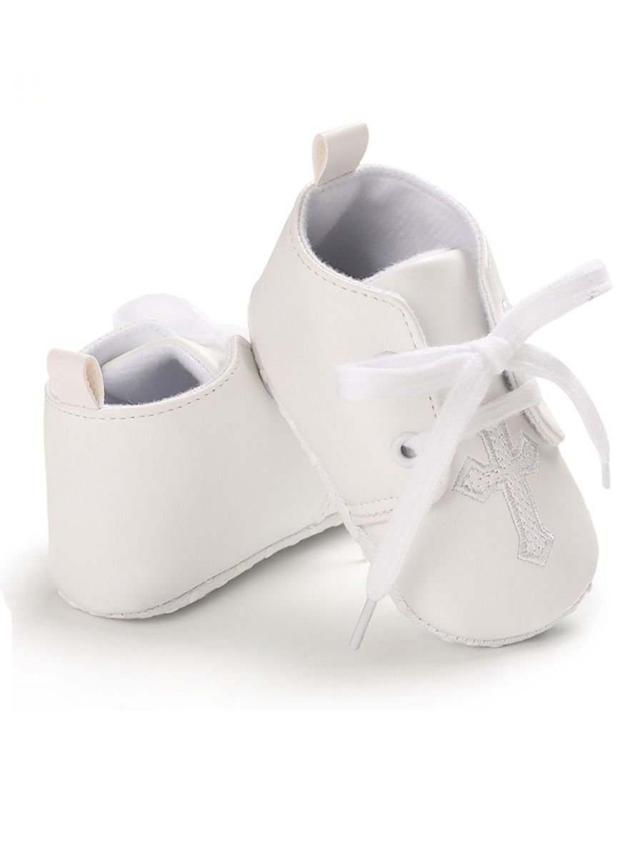 Cross Pattern Baby Christening Shoes - bounti4lme