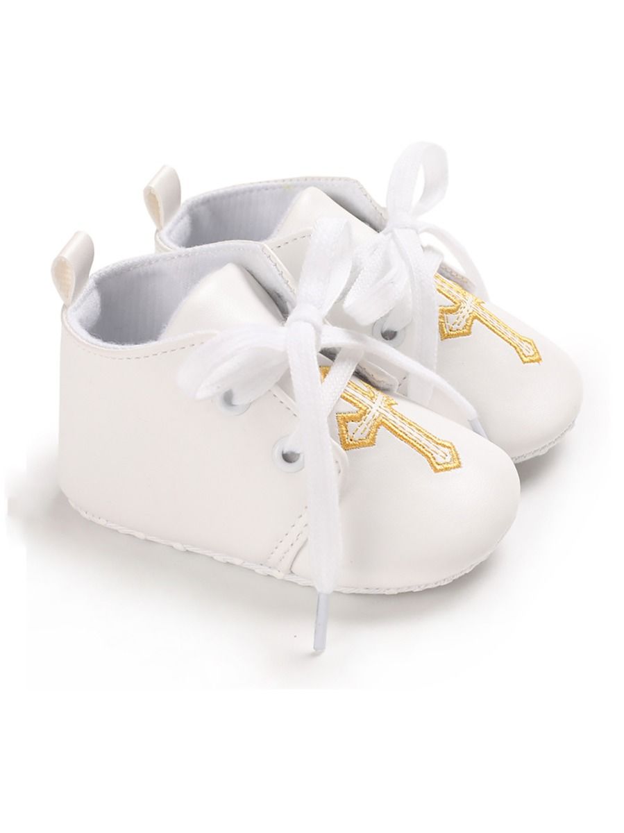 Cross Pattern Baby Christening Shoes - bounti4lme