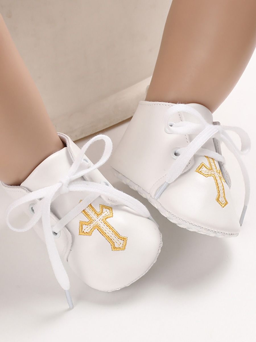 Cross Pattern Baby Christening Shoes - bounti4lme
