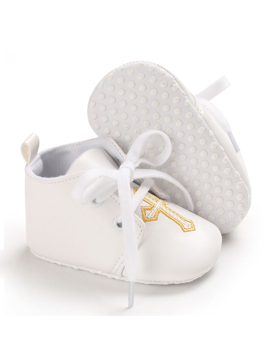 Cross Pattern Baby Christening Shoes - bounti4lme