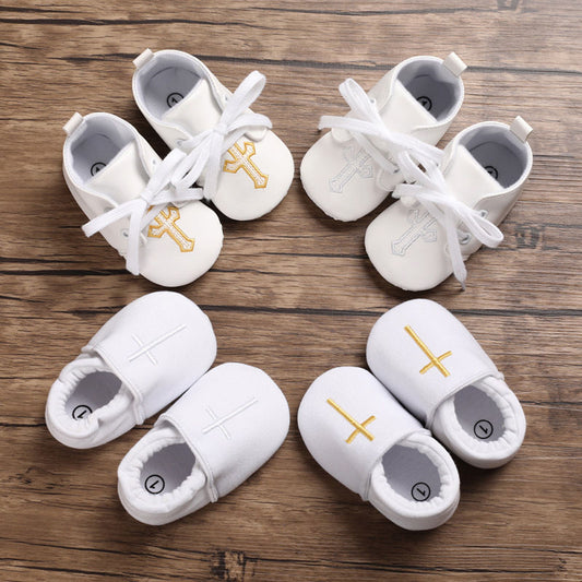 Cross Pattern Baby Christening Shoes - bounti4lme