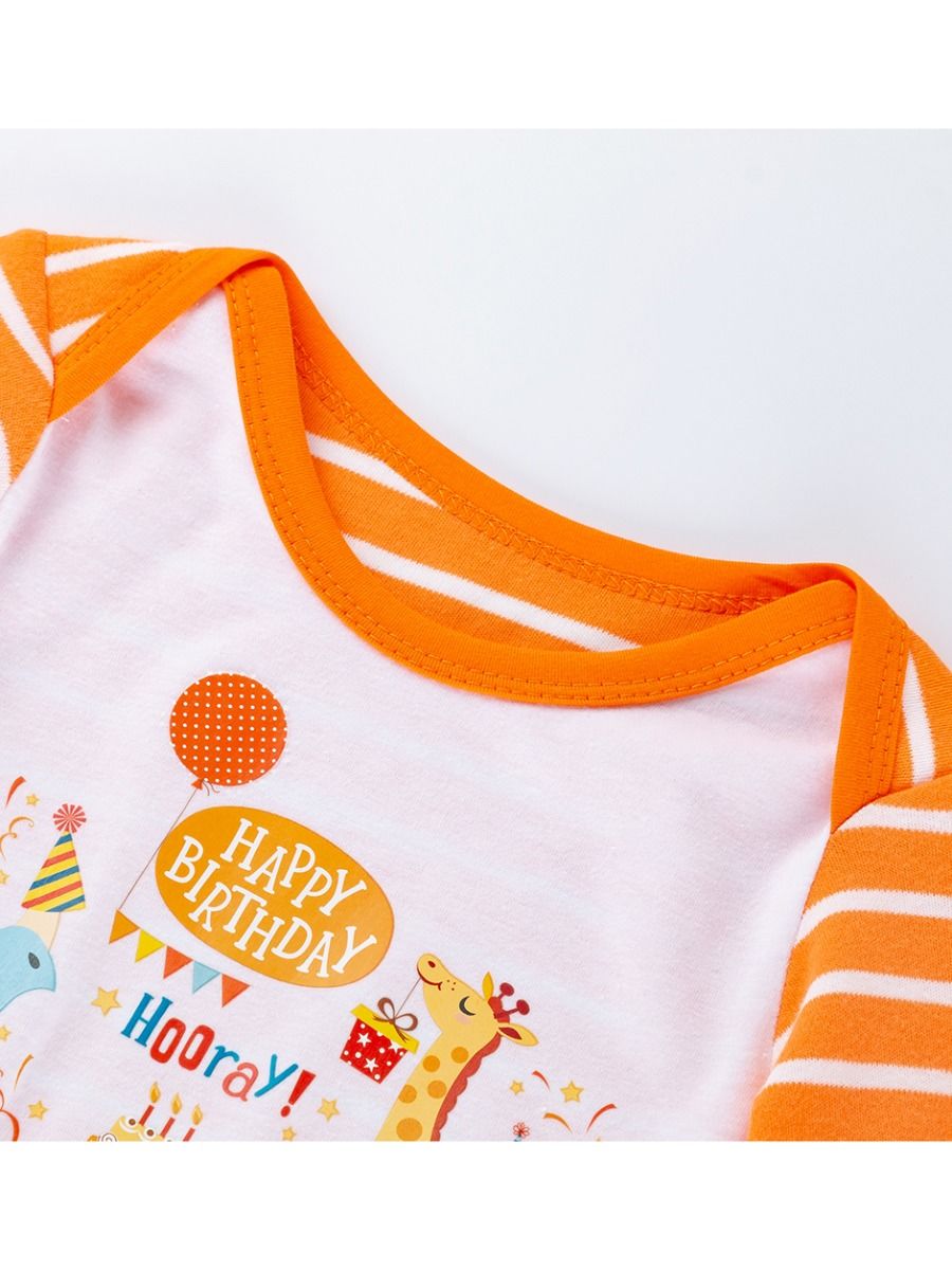 Animal Stripe Happy Birthday Romper - bounti4lme