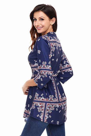 Navy Chiffon Button-up Tunic - bounti4lme