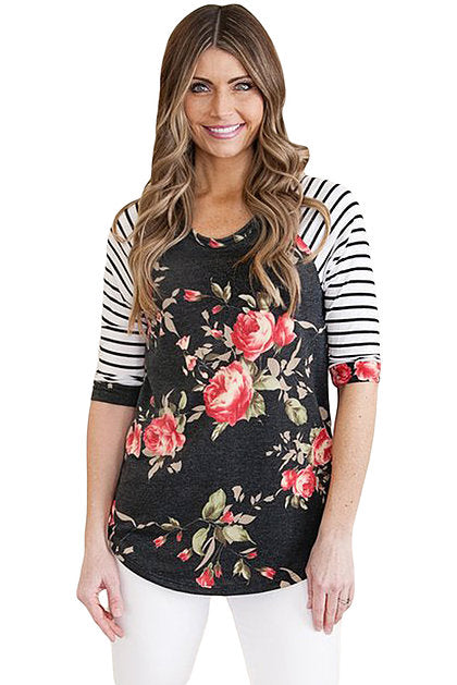 Floral Raglan Sleeve Top - bounti4lme