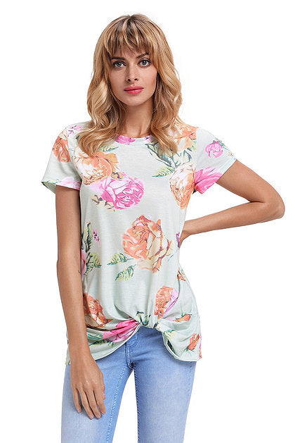 Floral Knotted Top - bounti4lme