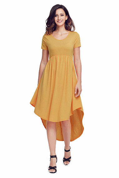 Solid High Low Swing Dress - bounti4lme