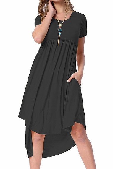 Solid High Low Swing Dress - bounti4lme