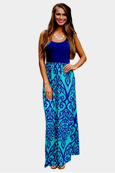 Blue Damask Maxi Dress - bounti4lme